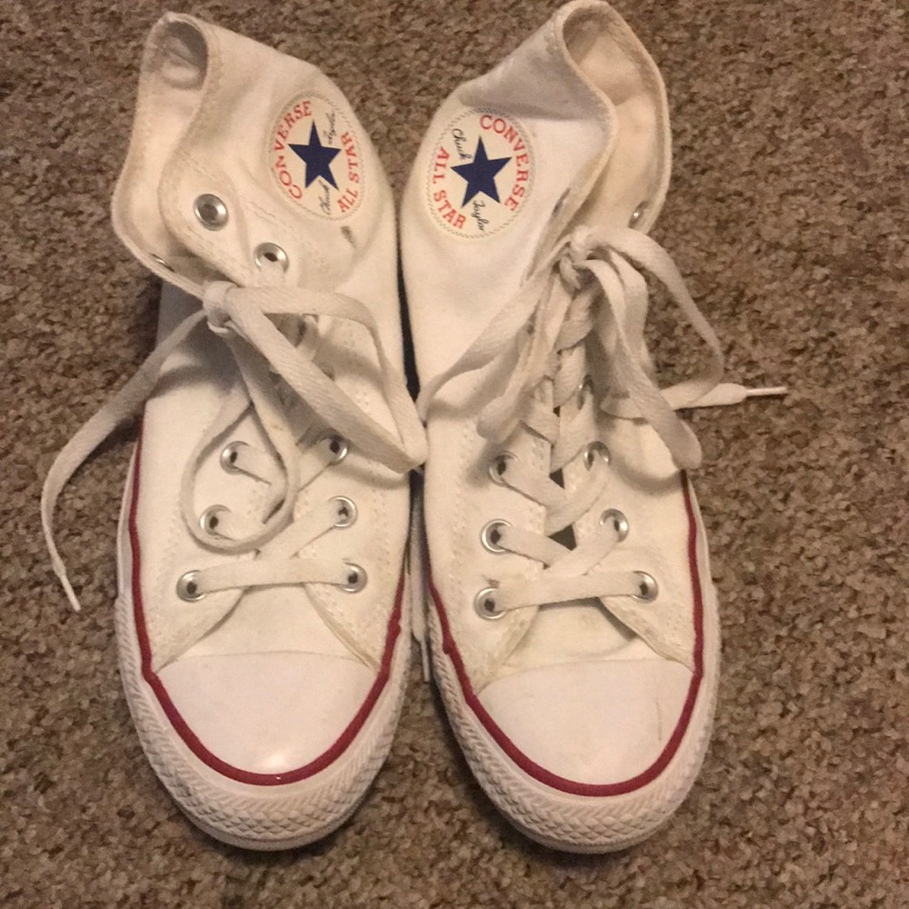 Size 8, white high top Converse
